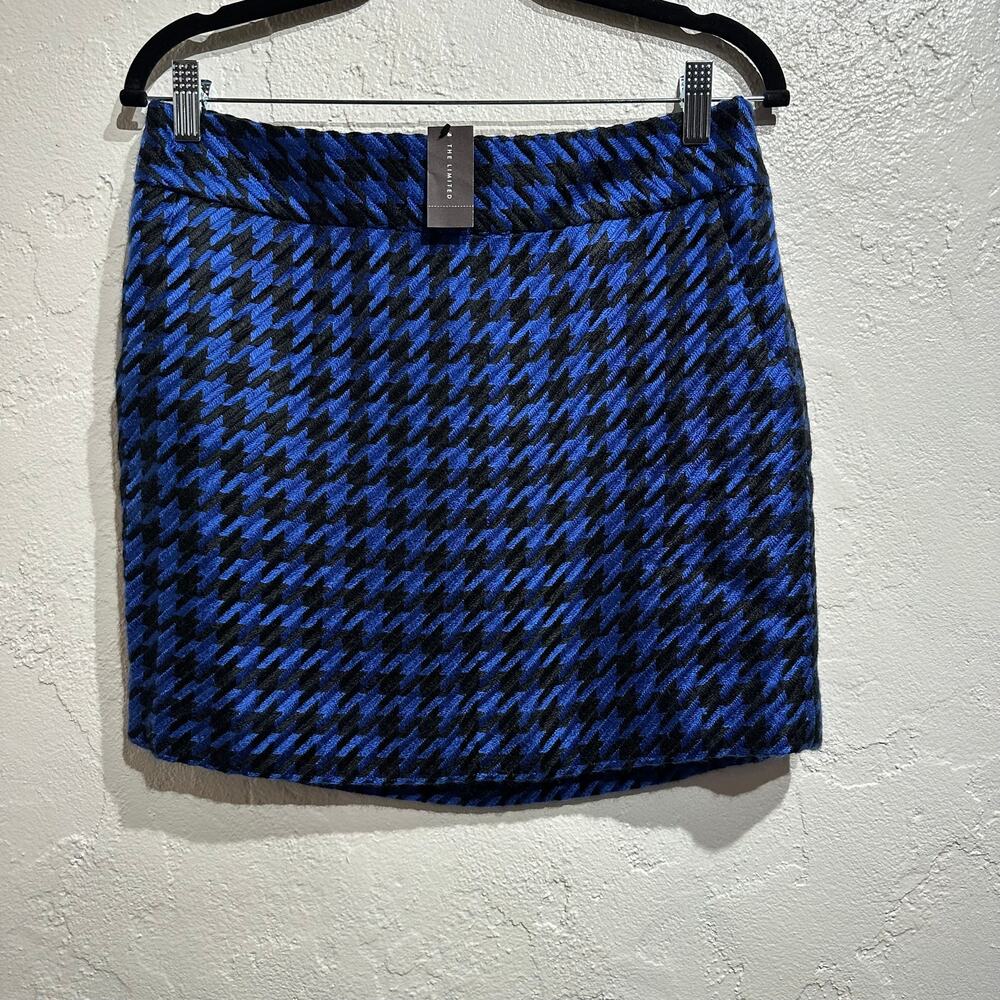 NWT The Limited Size 6 Micro Skirt Mini Blue Black Checked Lined Pockets